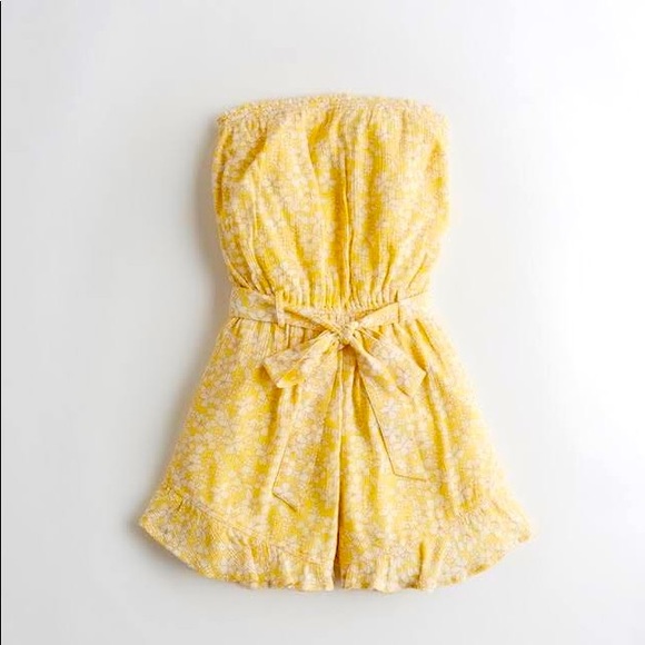 Hollister Pants - Yellow Floral Romper | Hollister